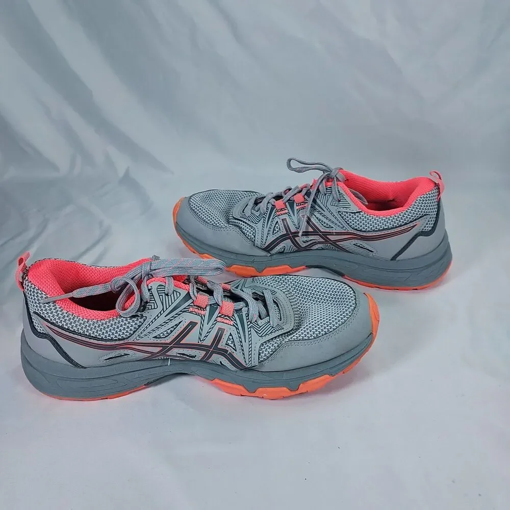 ASICS Gel-Venture 8 Womens Gray Coral Athletic Trail Running Sneakers
